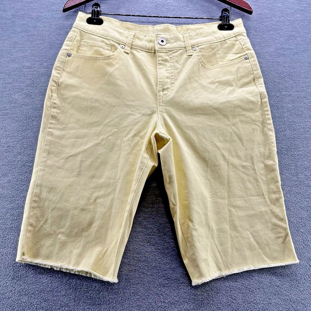 STYLE & CO - Women's Denim Yellow Bermuda Shorts Cutoff Hem Size 6  A14b